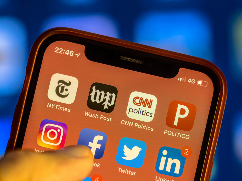 Phone screen of social and political apps