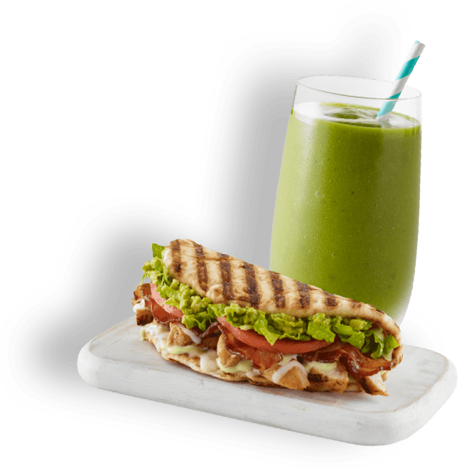 Smoothie and flatbread