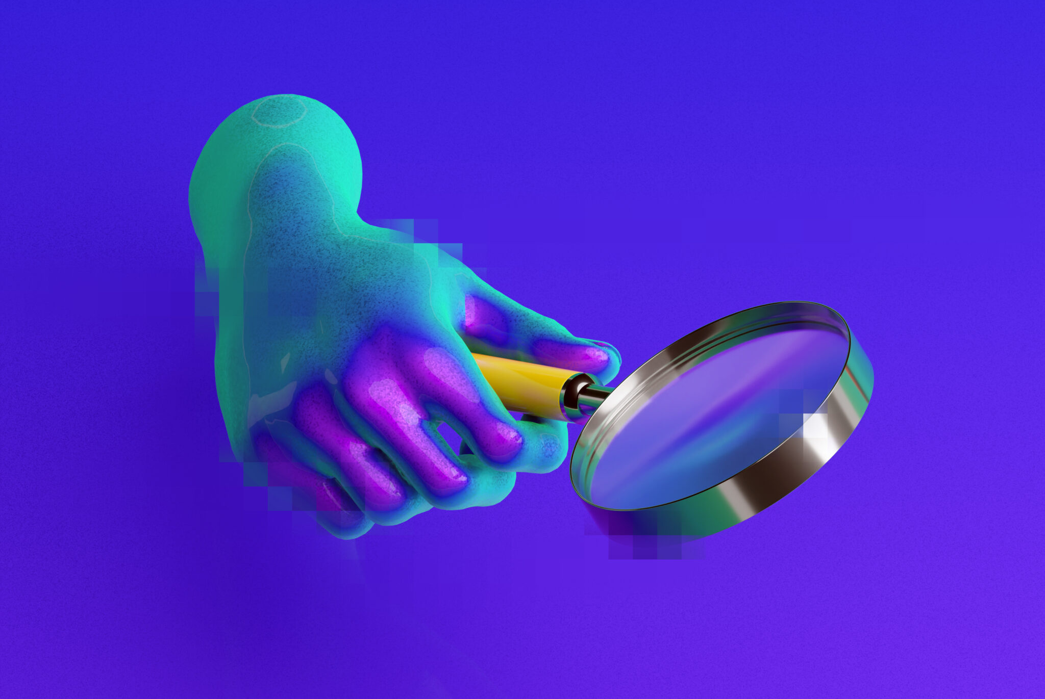 hand with magnifying glass
